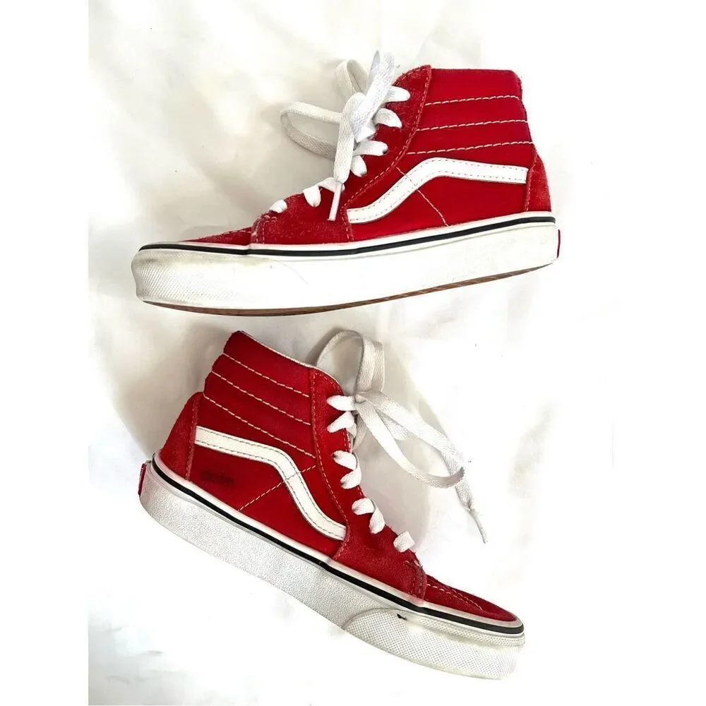 VANS Kids’s US13.5 Red Classic Sk8-Hi® High-Top Sneakers Shoes
